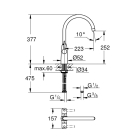 Смеситель для кухни GROHE Ambi двухвентильный, высокий излив, хром (30189000)