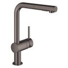 Смеситель для кухни GROHE Minta с вытяжным душем, L-образный излив, темный графит глянец (30274A00)