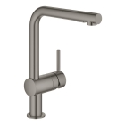 Смеситель для кухни GROHE Minta с вытяжным душем, L-образный излив, темный графит матовый (30274AL0)
