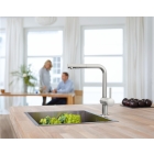 Смеситель для кухни GROHE Minta с вытяжным душем, L-образный излив, суперсталь (30274DC0)
