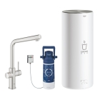 Комплект для кухни GROHE Red Duo с L-образным смесителем, бойлером L-Size и фильтром, суперсталь (30325DC1)