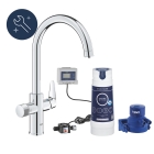 Смеситель для кухни GROHE Blue Pure BauCurve с функцией фильтрации, с фильтром в комплекте, хром (30581000)