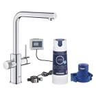 Смеситель для кухни GROHE Blue Pure Minta c вытяжным изливом, функцией фильтрации, с фильтром в комплекте, хром (30591000)