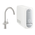 Смеситель для кухни GROHE Blue Home с системой фильтрации, охлаждения и газирования воды, суперсталь (31455DC0)