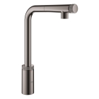 Смеситель для кухни GROHE Minta SmartControl с вытяжным L-изливом, темный графит глянец (31613A00)