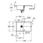 Мойка GROHE K400, 780 x 500 мм, черный гранит (31639AP0)