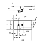 Мойка GROHE K400 с 1,5 чашей, 1000 x 500 мм, черный гранит (31642AP0)