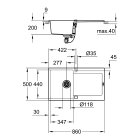 Мойка GROHE K500 с одной чашей, 860 x 500 мм, серый гранит (31644AT0)