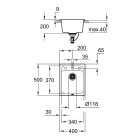 Мойка GROHE K700 с одной чашей, 400 x 500 мм, серый гранит (31650AT0)