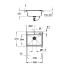 Мойка GROHE K700 с одной чашей, 560 x 510 мм, черный гранит (31651AP0)
