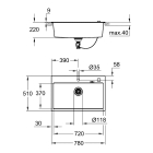 Мойка GROHE K700 с одной чашей, 780 x 510 мм, черный гранит (31652AP0)