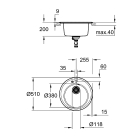 Мойка GROHE K200 с одной чашей, диаметр 510 мм, серый гранит (31656AT0)