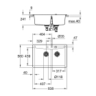 Мойка GROHE K700 с 2 чашами, 838 x 559 мм,черный гранит (31657AP0)