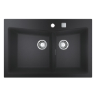 Мойка GROHE K700 с 2 чашами, 838 x 559 мм,черный гранит (31657AP0)
