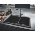 Мойка GROHE K700 с 2 чашами, 838 x 559 мм,черный гранит (31657AP0)