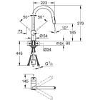 Смеситель для кухни GROHE Minta с вытяжным душем, C-образный излив, темный графит матовый (32321AL2)