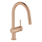 Смеситель для кухни GROHE Minta с вытяжным душем, C-образный излив, теплый закат матовый (32321DL2)