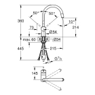 Смеситель для кухни GROHE Minta с вытяжным C-изливом и ограничением расхода воды, хром (3291800E)