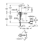 Смеситель для биде GROHE Essence с донным клапаном, темный графит матовый (32935AL1)