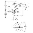 Смеситель для кухонной мойки GROHE Eurosmart с поворотным изливом, матовый черный (332812433)