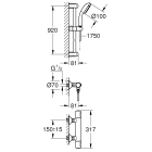 Термостат для душа GROHE Precision Flow QuickFix с душевым гарнитуром, хром (34842000)