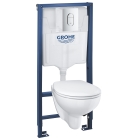 Набор GROHE Solido 5-в-1: подвесной унитаз с крышкой + система инсталляции с панелью смыва Arena Cosmopolitan (39418000)