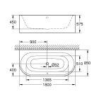 Ванна GROHE Essence, 180 x 85 х 57,5, альпин-белый (39622000)