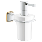 Дозатор жидкого мыла GROHE Grandera керамический, с держателем, хром/золото (40627IG0)