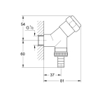 Подсоединительный вентиль 1/2″ GROHE, хром (41010000)