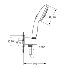 Душевой набор GROHE Tempesta 110, 2 режима, 1500 мм, 7,4 л/мин, черный (264062433)