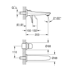 Внешняя часть смесителя для раковины GROHE Eurostyle, M-Size, белая луна (29097LS3)