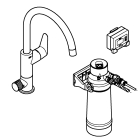 Смеситель для кухонной мойки GROHE Blue Pure BauCurve с функцией фильтрации, с фильтром в комплекте, хром (30385000)