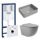 Комплект инсталляции GROHE Rapid SL 3 в 1 (NW0145/S) с унитазом Aqueduto OVO и раковиной Aqueduto ESPIRAL ESP0430 (NW0481)