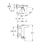 Смеситель для ванны GROHE Plus, хром (33553003)