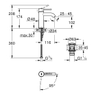 Смеситель для раковины GROHE Essence с донным клапаном, S-size, хром (24179001)