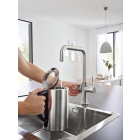 Смеситель для кухни GROHE Blue Home с системой фильтрации, охлаждения и газирования воды, Wi-Fi, суперсталь (31543DC0)