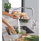 Смеситель для кухни GROHE Essence с вытяжным изливом 2jet, суперсталь (30504DC0)