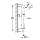 Душевой гарнитур GROHE Tempesta 100 с мыльницей, 2 режима струи, душевая штанга 600 мм, 5,7 л/мин, хром/серый (27926000)
