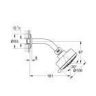 Верхний душ GROHE New Tempesta Cosmopolitan 100, 9,5 л/мин, 4 режима, хром (27869001)
