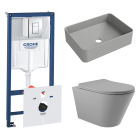 Комплект инсталляции GROHE Rapid SL 38775001 с унитазом Aqueduto CONE CON0130 и раковиной Aqueduto ESPIRAL ESP0430 (NW0486)