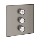 Внешняя часть переключателя потоков GROHE Grohtherm SmartControl на 3 положения, квадратная, темный графит матовый (29127AL0)