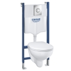 Комплект инсталляции GROHE Solido Compact 5 в 1 с подвесным унитазом Bau Ceramic и сиденьем с микролифтом (39415000)