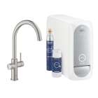 Смеситель для кухонной мойки GROHE Blue Home с системой фильтрации, охлаждения и газирования воды, суперсталь (31455DC1)