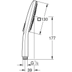 Ручной душ GROHE Rainshower SmartActive 130 Cube, 15 л/мин, 3 режима, хром/белый (26551LS0)