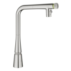 Смеситель для кухни GROHE Zedra SmartControl с вытяжным изливом 2jet, суперсталь (31886DC0)