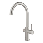 Комплект для кухни GROHE Red Duo с C-образным смесителем, бойлером M-Size и фильтром, суперсталь (30083DC1)
