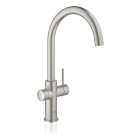 Комплект для кухни GROHE Red Duo с C-образным смесителем, бойлером M-Size и фильтром, суперсталь (30083DC1)