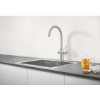 Комплект для кухни GROHE Red Duo с C-образным смесителем, бойлером M-Size и фильтром, суперсталь (30083DC1)