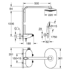 Душевая система с термостатом для настенного монтажа, GROHE Rainshower System SmartControl Duo 360, белая луна, (26250LS0)