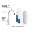 Смеситель для кухни GROHE Blue Home с системой фильтрации, охлаждения и газирования воды, хром (31455001)
